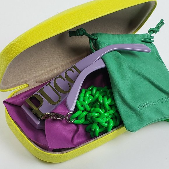 Emilio Pucci Sunglasses Bright Mirrored Shades with Chain Summer Spring $435 - Picture 11 of 12